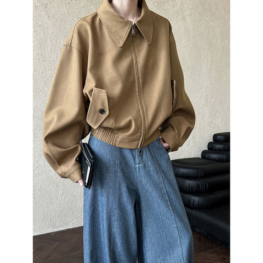 Maillard Collared Drop Loose Jacket
