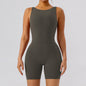 Nude Feel Hollow Cutout Tight Hip Lifting Shorts Jumpsuit