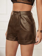 Faux Leather Pleated Shorts