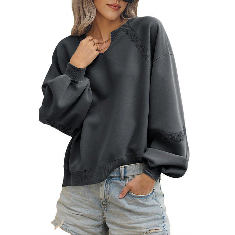 Half Open Collar Long Sleeves Sweater