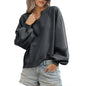 Half Open Collar Long Sleeves Sweater