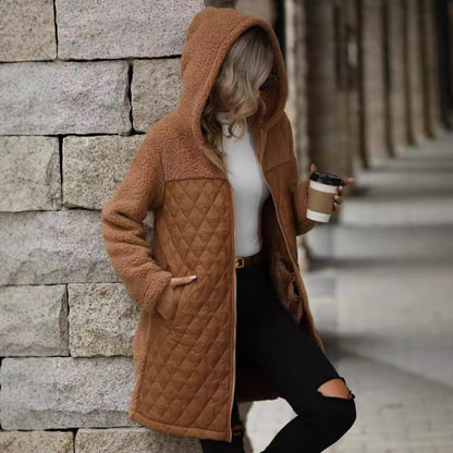 Loose Hooded Zipper Plush Coat