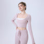Nude Feel Long Sleeve Semi Fixed Cup Running Sports Bra Breathable Top
