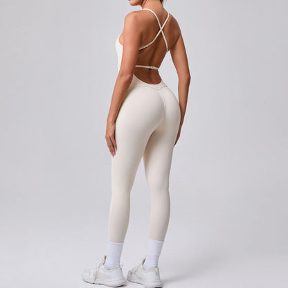 Adjustable Shoulder Strap Peach Jumpsuit
