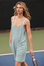 Casual Pocket Spaghetti Straps Knitted Shorts Jumpsuit
