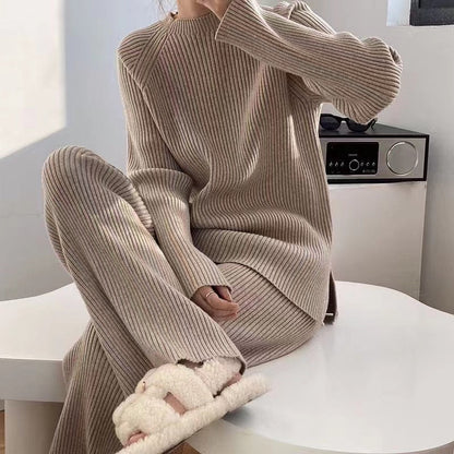 Sweater Wide Leg Pants Two-Piece Set
