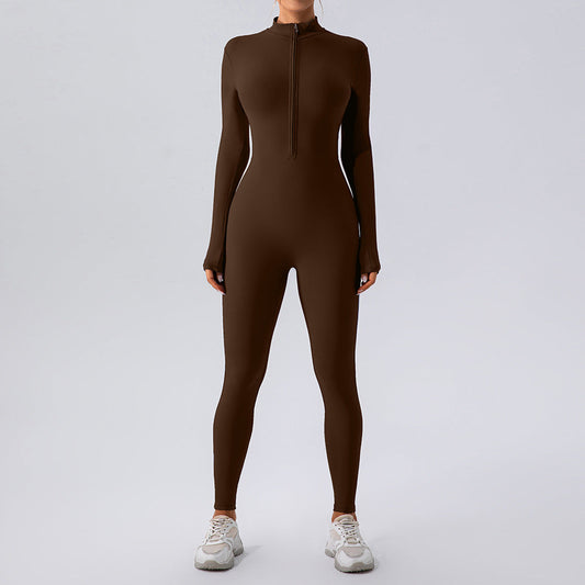 Zipped Nude Feel Long Sleeve Body Suit