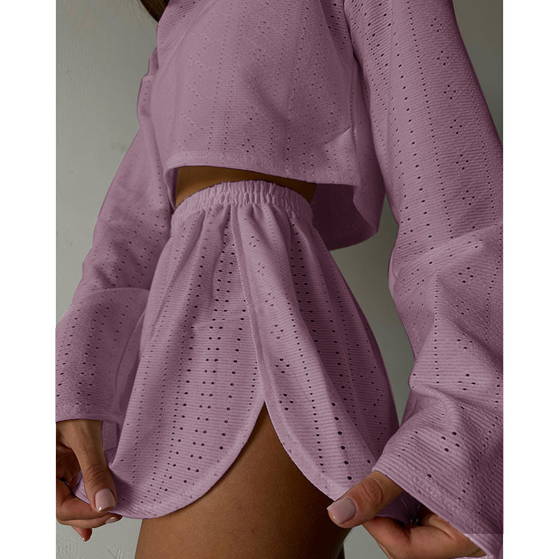 Simple Slim Fit Loose Shorts Two-Piece Set