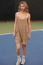 Casual Pocket Spaghetti Straps Knitted Shorts Jumpsuit