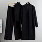Knitting Suit Women Shawl Turtleneck Vest Wide Leg Pants Three Piece Set
