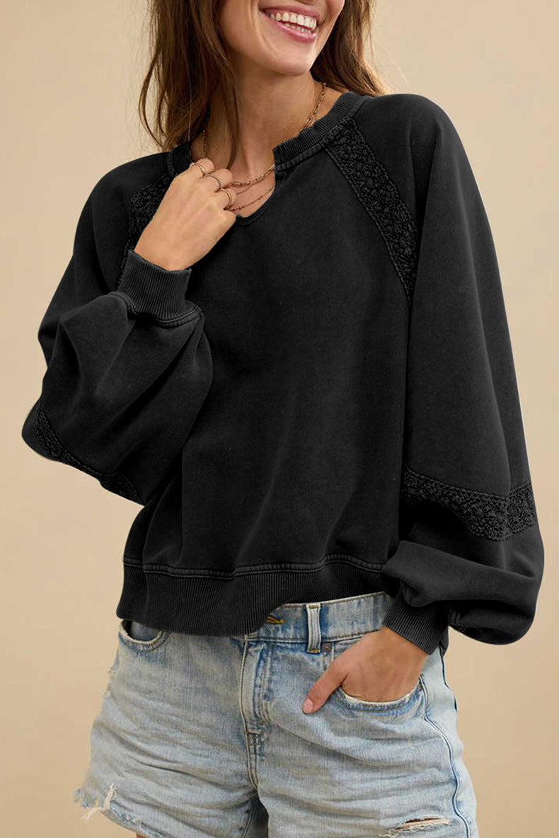 Half Open Collar Long Sleeves Sweater