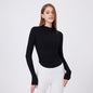 Small Waist Half Zipper Long Sleeve Blouse