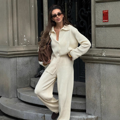 Loose Office Bedford Cord Sweater Two-Piece Sets
