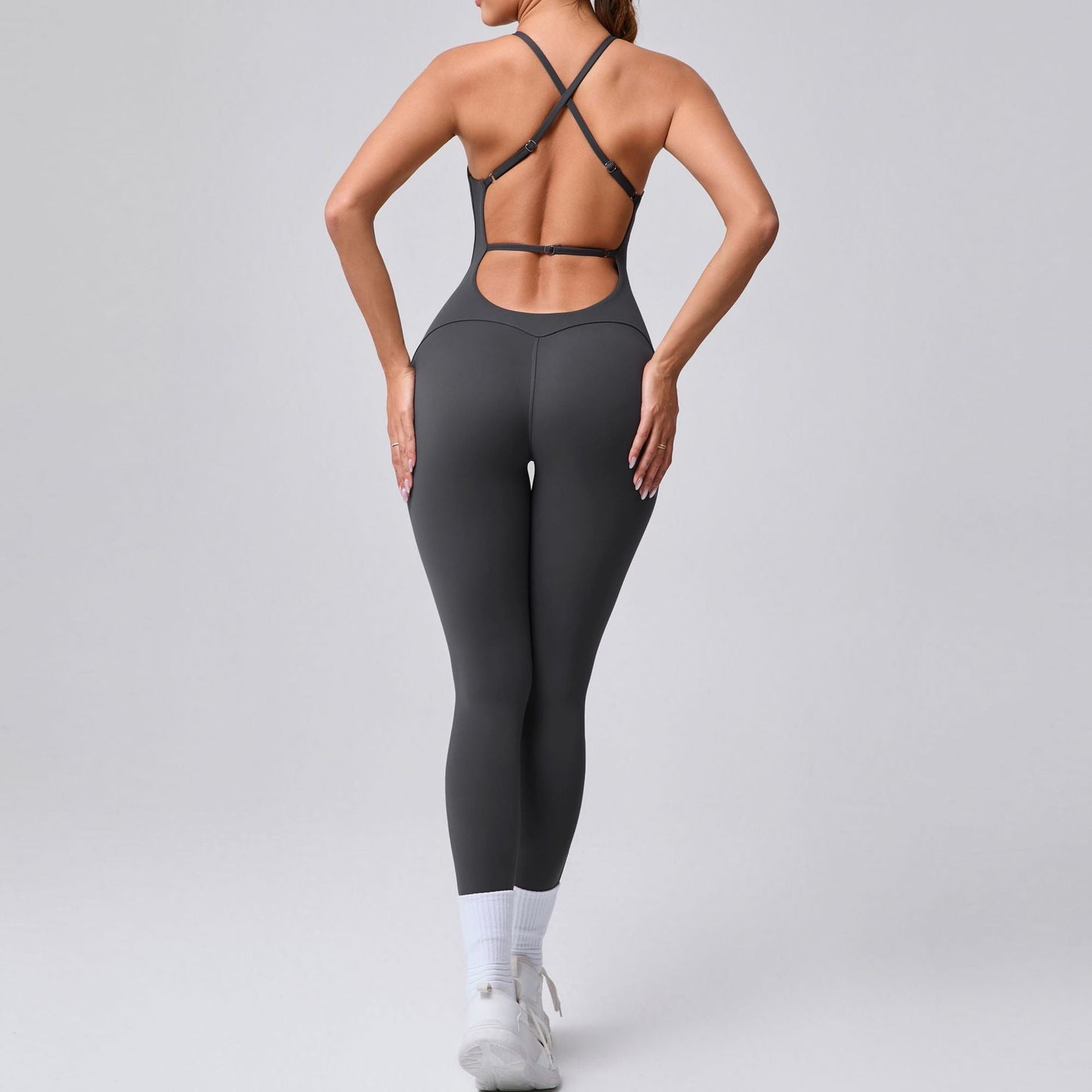 Adjustable Shoulder Strap Peach Jumpsuit