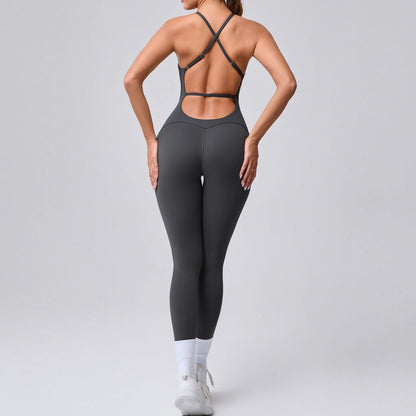 Adjustable Shoulder Strap Peach Jumpsuit
