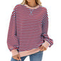 Striped Round Neck Contrast Color Long Sleeve