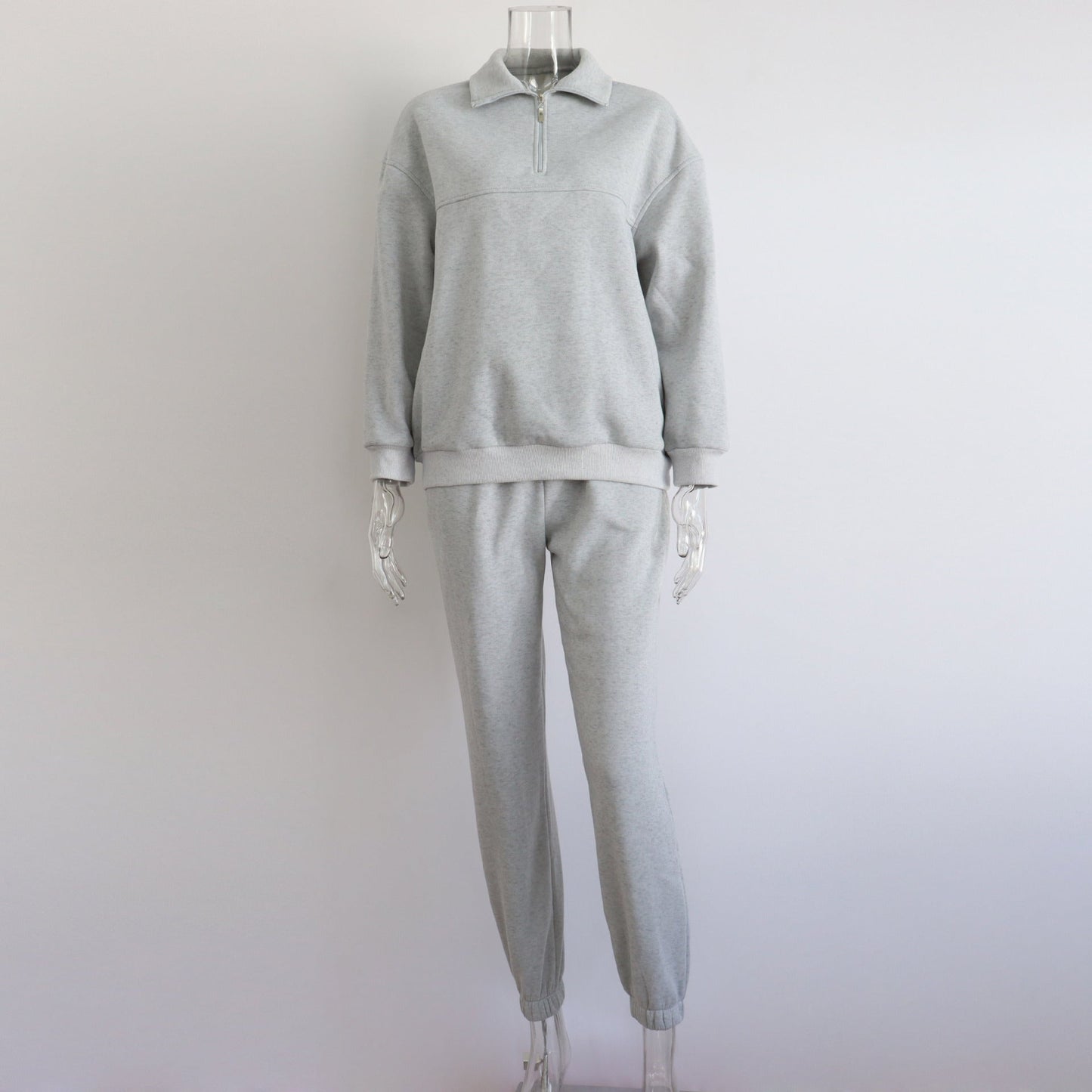 Half-Zipped Collar Two-Piece Set