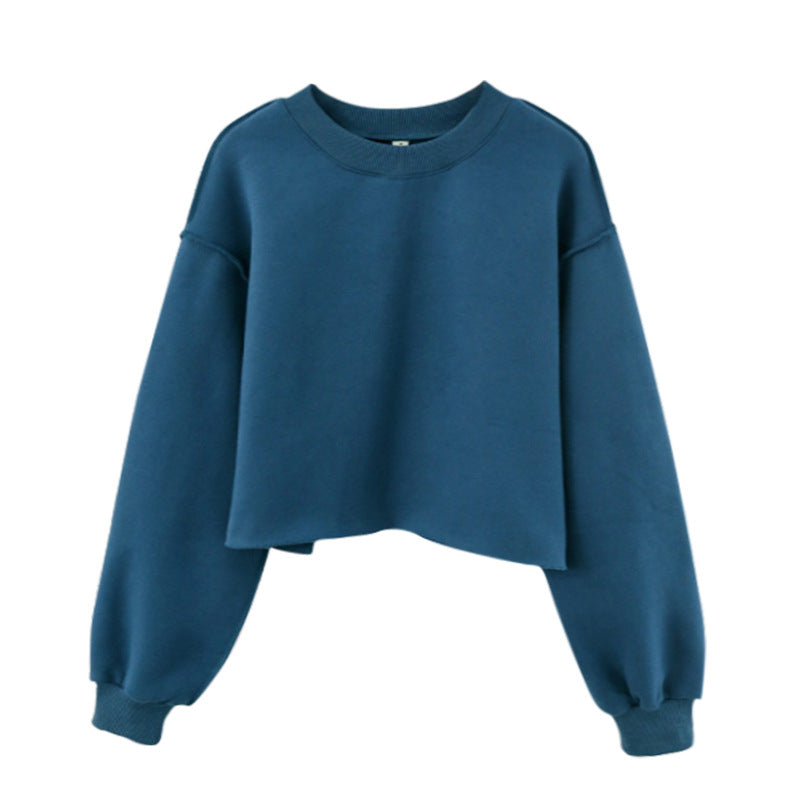 Fleece Lined Cropped Long Sleeved Fitness Top