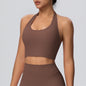 Solid Color Halter Nude Feel Vest Top Chest Pad Sports Bra Underwear