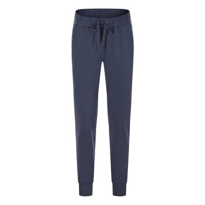 Elastic Lace-up Waist Simple Straight Cropped Pants