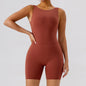 Nude Feel Hollow Cutout Tight Hip Lifting Shorts Jumpsuit