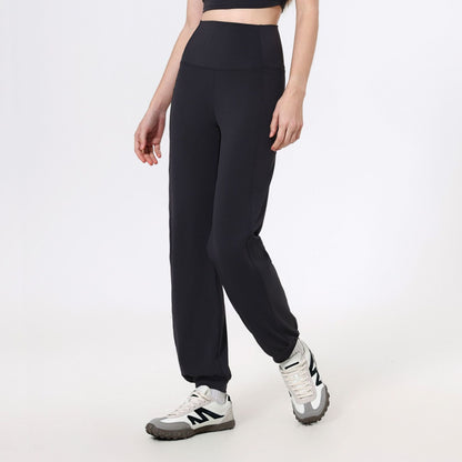 High Waist Belly Loose Straight Ankle Tied Trousers Quick Drying Running Nude Feel