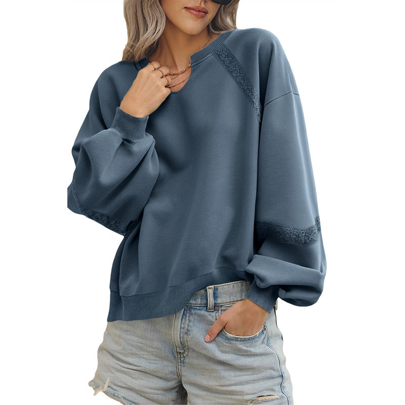 Half Open Collar Long Sleeves Sweater