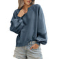 Half Open Collar Long Sleeves Sweater