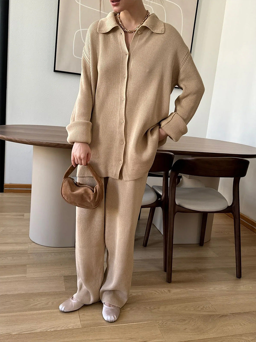 Loose Office Bedford Cord Sweater Two-Piece Sets