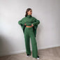 High Neck Split Wool & Knitted Trousers Two-Piece Set