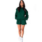 Solid Color Long-Sleeved Hooded Casual Shorts Two-Piece Set