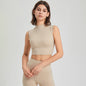 Lycra High Elastic Shockproof Turtleneck Fixed Cup Bra Vest Quick Drying Top