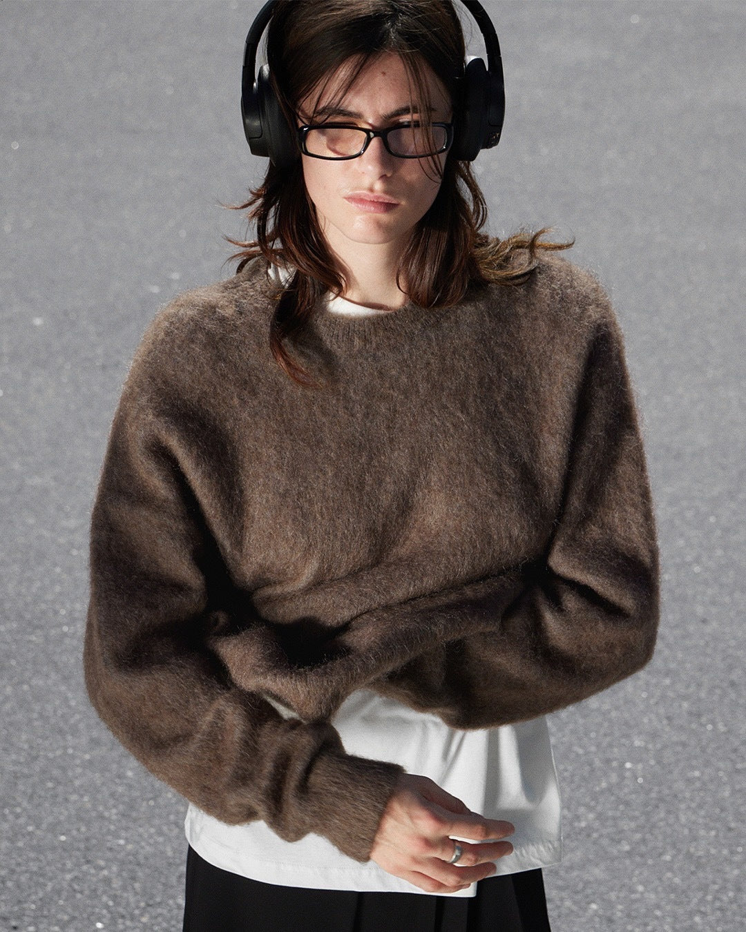 Loose Long Wool Alpaca Round Neck Sweater