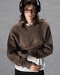Loose Long Wool Alpaca Round Neck Sweater