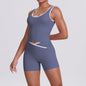 Cross High Top Contrast Backless Nude Feel Sleeveless Shorts Two-Piece