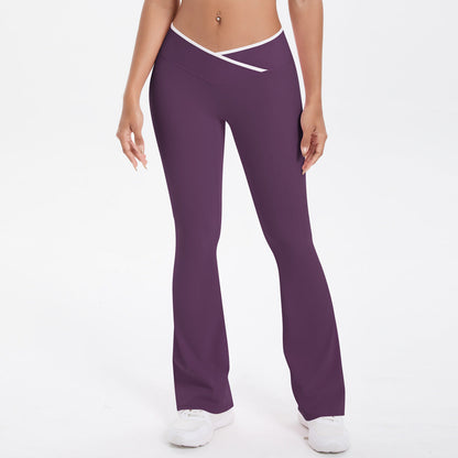 Nude Feel Skinny Cross High Waist Wide Leg Bell Bottom Sport Pants