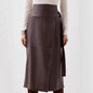 Faux Leather Elegant Irregular Asymmetric Slit Belt Adjustable A-line Skirt