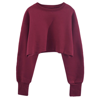 Cropped Fleece Lined Pullover Hoodie