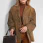 Elegant Retro Brown Loose Long Sleeve Blazer