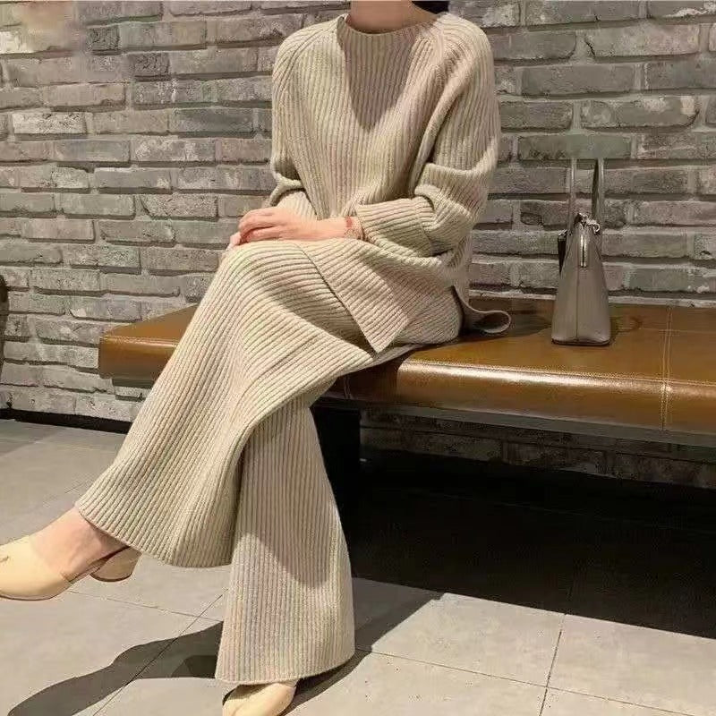 Sweater Wide Leg Pants Two-Piece Set