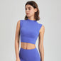 Lycra High Elastic Shockproof Turtleneck Fixed Cup Bra Vest Quick Drying Top