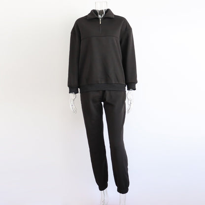 Half-Zipped Collar Two-Piece Set