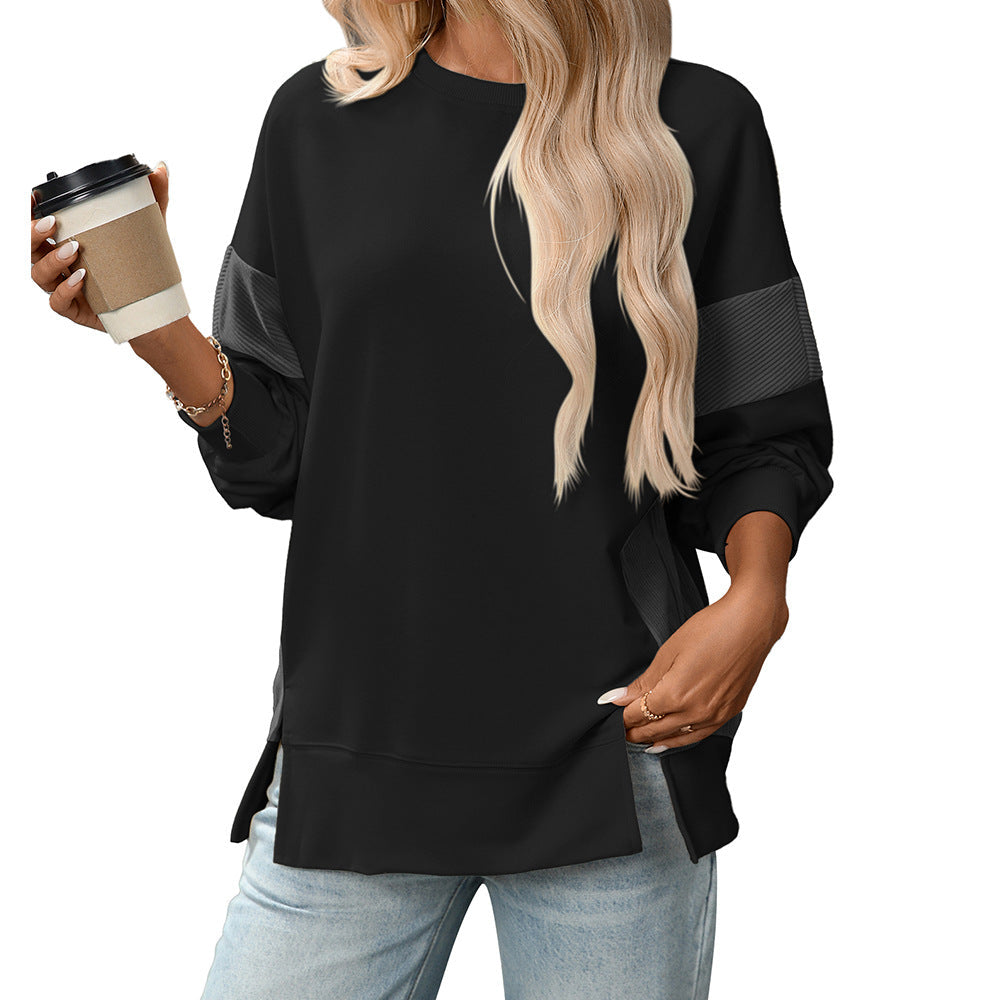 Round Neck Multicolor Casual Loose Sweatshirt