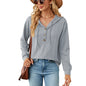 Solid Color Hooded Button Long Sleeve