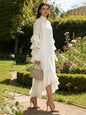 High Neck Ruffled Maxi Dress Bell Sleeve Two-Piece Dress
