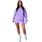 Solid Color Long-Sleeved Hooded Casual Shorts Two-Piece Set