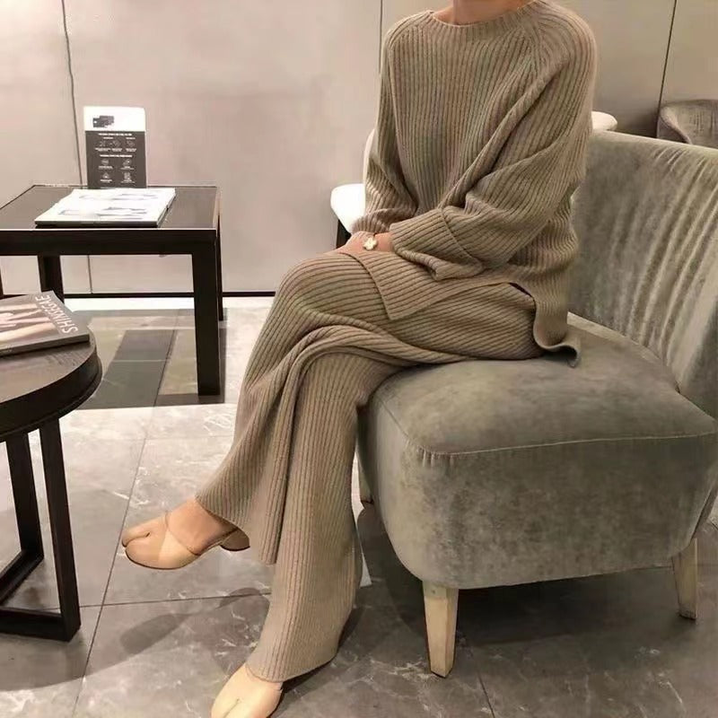 Sweater Wide Leg Pants Two-Piece Set