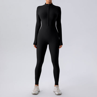 Zipped Nude Feel Long Sleeve Body Suit