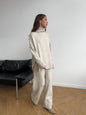 High Neck Split Wool & Knitted Trousers Two-Piece Set