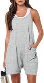 Casual Pocket Spaghetti Straps Knitted Shorts Jumpsuit